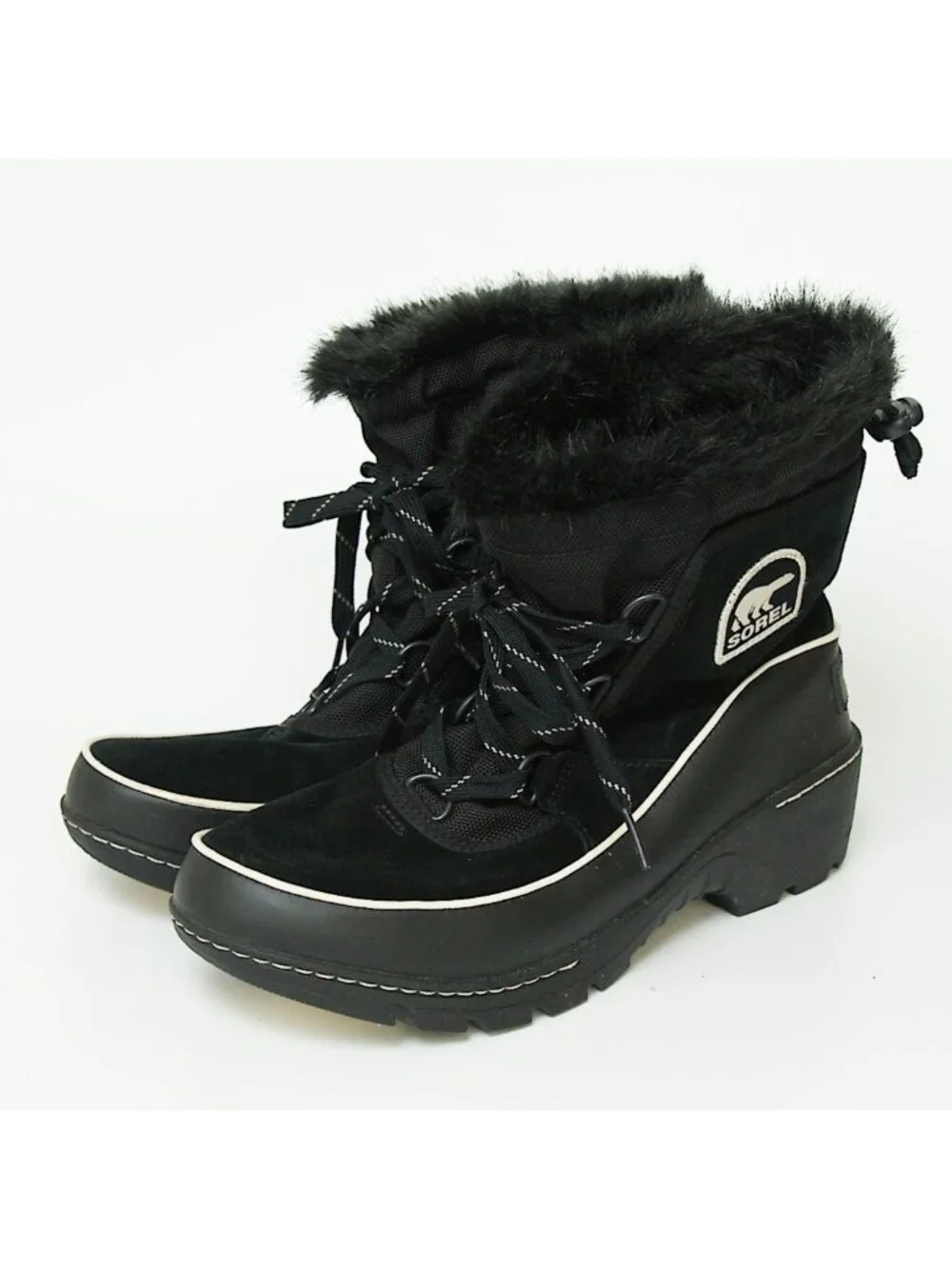 SOREL Tivoli Womens Winter Boots Size 9.5 Womens Black Waterproof Faux Fur Lined